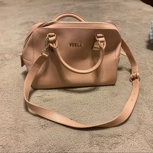 Pink Furla Handbag with crossbody strap